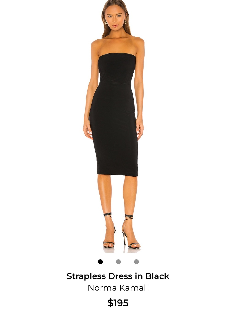 Norma Kamali Strapless Black Midi Dress